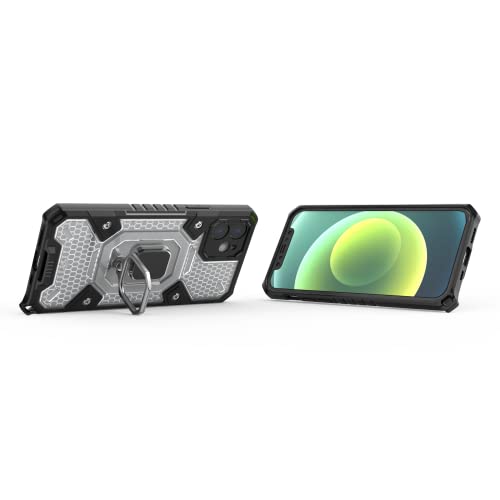 Image of Tough Armor Bumper Back Case Cover for iPhone 12 | Ring Holder & Kickstand in-Built | 360 Degree Protection Back Case Cover for iPhone 12 (Transparent)