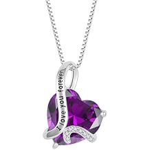 Women Heart Necklace 925 Sterling Silver I Love You Forever Pendant Necklace with Cubic Zirconia Jewelry