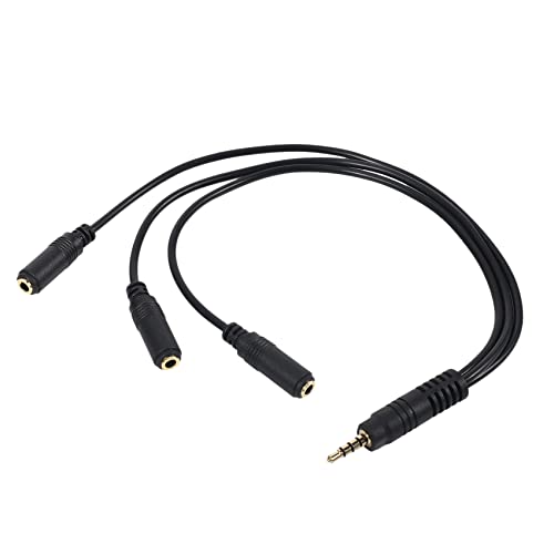 Janasiba Odial(R) Cable Divisor De Audio Estereo De 3,5 Mm Chapado En 3.5 Mm (1/8 Pulg.) Trrs Enchufe Estereo Macho A 3 X 1/8 Pulgada 3.5 Mm Jack Estereo Hembra 1 Entrada 3 Salidas