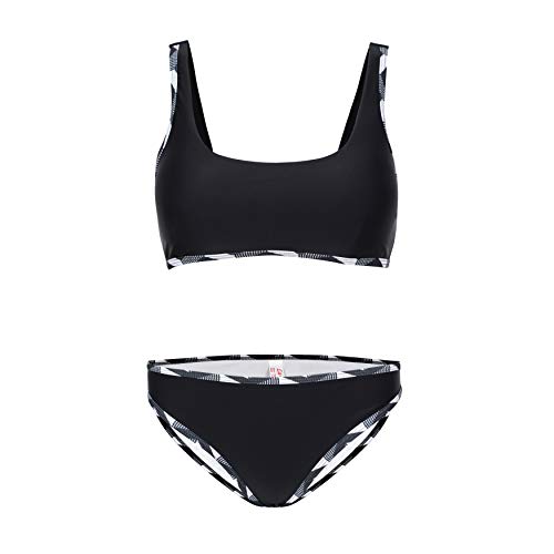 La-V Bikini deportivo de dos piezas para niñas. Negro zafiro. 140 cm-146 cm