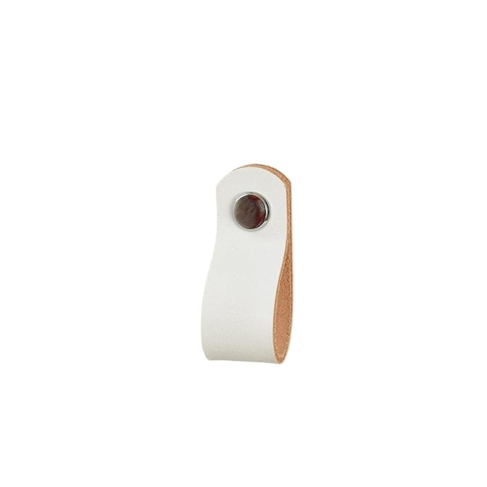 Cqahdsevf White-Chrome Hat Leather Drawer Pulls, Brass Cowhide Knob 2 Pcs Multicolor 60X22x1.8mm(White-Chrome Hat)