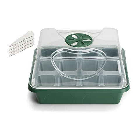 EarlyGrow MPL50125/CLR/1 Small Propagator Seedling Tray Germination Starter Kit with Adjustable Vents, Reusable Clear Cell Trays and 4 Plant Labels - Pack of 1 Cover