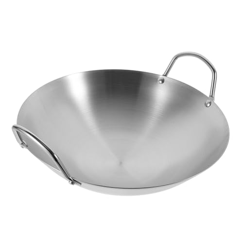 Wok de acero inoxidable con doble asa para cocina miniatura 1
