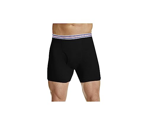 Image of Men's 100% Cotton Plus Size High Waist Regular Fit Solid Boxer Briefs Innerwear Long Trunks Full Underwear