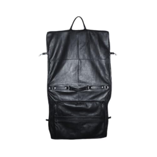 Black Leather Garment Bag Travel Carry-on for Men Fits Three Suits Durable Lightweight Luggage With Hanger Loop Shoulder Strap and Shoe Pocket for Business Trips and Weekend Getaways3