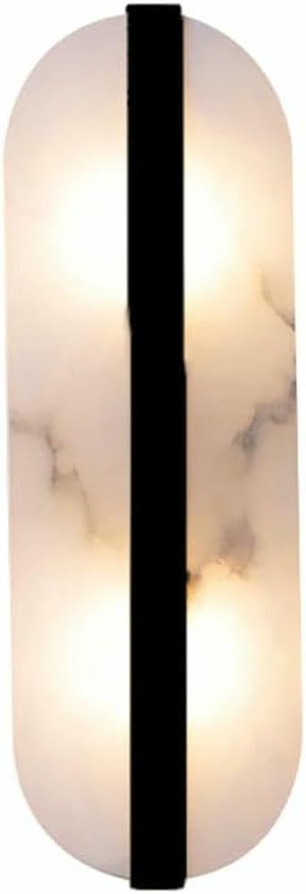HPTHLY Wall Lamp 15.7" Marble Wall Sconce Bathroom Linear Vanity Light Brushed Brass Alabaster Long Strip (Waves)