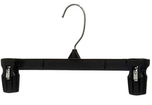 Mainetti 6012 - Ganchos de ropa de plástico negro con colgador giratorio de metal y pinzas antideslizantes de plástico resistentes, ideal para