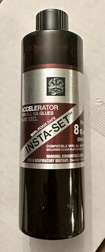 Bob Smith Insta-Set Accelerator for CA Glues, 8 fl oz Refill, 8-10 Second Set Time, Foam Safe, BSI, Hobby Bolts. Made in The USA.