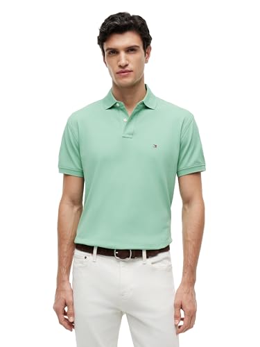 Image of Tommy Hilfiger Men's Short Sleeve Polo Shirts in Classic Fit with Stretch and Organic Pique Cotton