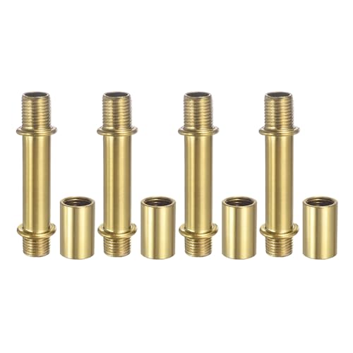 Image of PATIKIL Straight Pipe Lamp Stems Rod Kit, 4 Set M10 Carbon Steel 50mm(1.97 inch) Long Double End Thread Rod with Coupling Nuts Sleeve Connector for Table Lamps Chandeliers,Copper