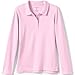 Lands' End Girls Long Sleeve Feminine Fit Interlock Polo Shirt Large Ice Pink