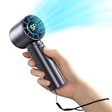 Eastfox Portable Handheld Turbo Fan, Personal Fan Battery 4000mAh Work for 3-16H, USB Rechargeable, 10800 High-Speed Motor, 5-Speeds Mini Hand held Fans for Outdoor, Travel, Home, Office (Black)