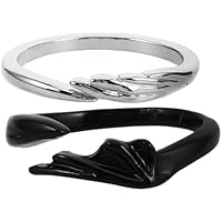 Holibanna 2 Uds Alas de Ángel Pareja Anillo Casual Ajustable