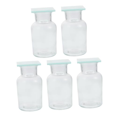 FUNOMOCYA 5Pcs Transparent Glass Storage Bottles for Chemical Experiments Laboratory Supplies for Education and Research Applications