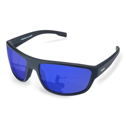 YOJHN Floating Polarized Sunglasses for Men Women UV400 Fishing Sunglasses See Fish in Water Kayaking Boating Sports Glasses (Black Frame Smoke Base Blue Revo)