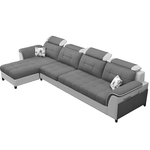 Image of Casaliving Ella Lhs 5- to 6-Person Sofa L Shape Sofa Set for Living Room (Dark Black Grey Grey) Premium Fabric Sofa