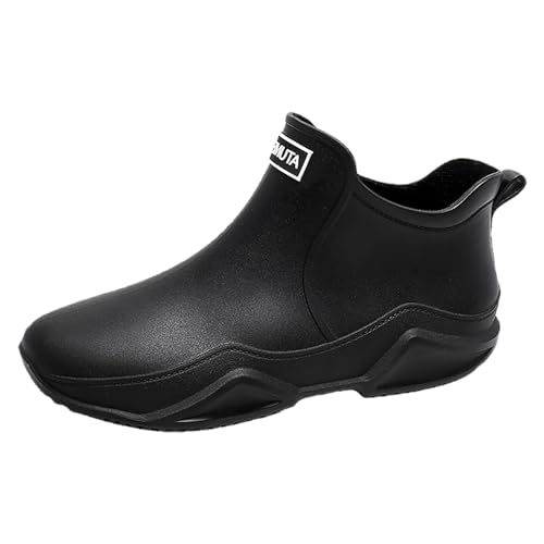 Zapatos de agua para parejas, para lluvia, uso exterior, versátil, parte inferior gruesa, cómoda, antideslizante, de goma, para hombres y mujeres, para viajes y senderismo, Black, 40.5 EU