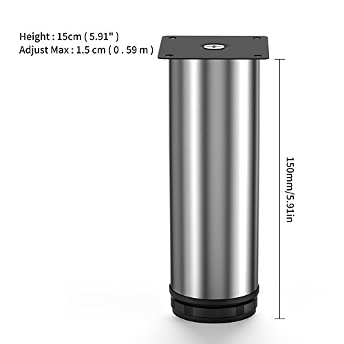 ACUIPP Furniture Legs Black Replacement Metal Feet? Adjustable Stainless Steelniture Feet? for Couch Cabinets Tv Stands Sofa Feetsniture Feet/15Cm