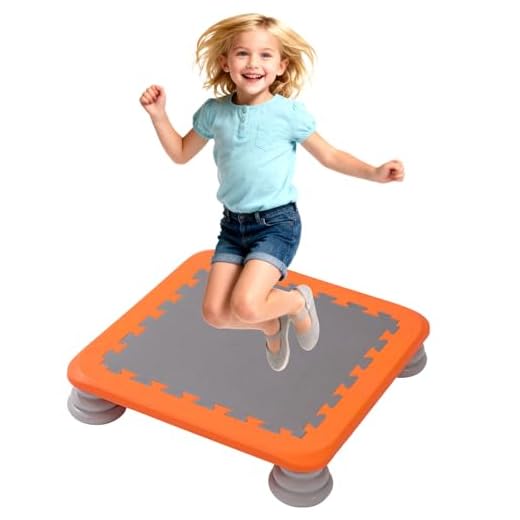 Sensory Trampoline for Autism Kids Indoor, 25 Inch Square Leaps and Rebounds Trampoline, Bouncing Board with Non-Slip Base, Mini Trampolines Bounce Board Jumping Toys, Max Loaded 165 lbs, Orange