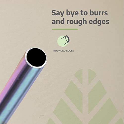 Rusabl Stainless Steel Straws (Pack of 4, Rainbow, Bent) for Kids & Adult with Cleaning Brush, Reusable Metal Straws in Jute Pouch