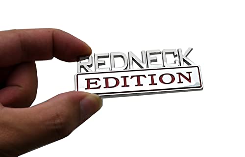 Image of 2pcs 3.1 inch Redneck Edition Exterior Emblem CAR Truck Boat Decal Logo Replacement for F-150 F250 F350 Silverado RAM 1500 (Chrome Red)