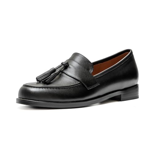 Image of ONEENO Women's Casual Flat Leather Tassel Loafer | Office Shoes