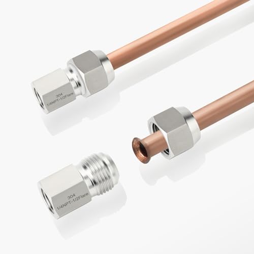 Image of TAISHER 5PCS Forging of 304 Stainless Steel Tube Flare Fittings, 1 /2 inch Male Flare x 1 /4 inch NPT Female, Half Union