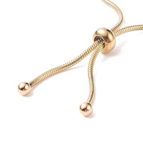 FASHEWELRY 10Pcs Adjustable Stainless Steel Snake Chains Bracelet 9" Golden Slider Bracelets Chains Tarnish Resistant Extender Box Chain with Ball End for DIY Jewelry Making by FASHEWELRY - Used condition - Image 2