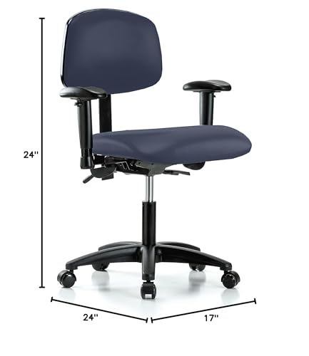 Image of Perch Multi-Task Office Chair with Adjustable Armrests | Desk Height 17-22 inch | Imperial Blue Vinyl
