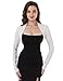 AmélieBoutik Women Ruched Long Sleeve Bolero Shrug Cropped Open Front Cardigan Jacket(Off-White Large)