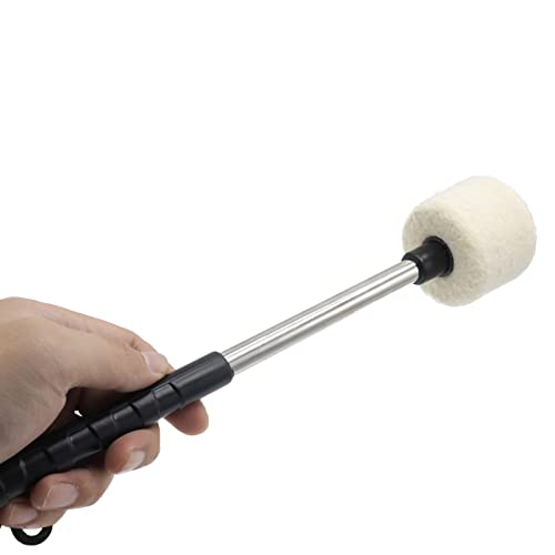 Cheerock 1Pcs 12.6Inch Bass Drum Percussion Mallet, Wool Felt Head Marching Drum Mallet Stick, Stainless Steel Handle Bass Drum Beater Mallet, Instrument Bands Accessory #TOP3