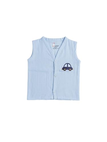 Image of Organic Crinckled Cotton Muslin Front Open Jabla |Cest Print Jhabla | for Newborn & Infants | All Season wear Jabala Baby Products | Sleeveless Vest | Assorted Pack of 3| Size -0-3 Months