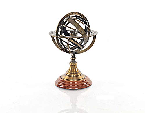 Old Modern Handicrafts Armillary Sphere on Wood Base - Handcrafted