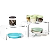 FJNATINH Clear Shelf Riser, 2Pack Cabinet Organizer Shelf Kitchen Cabinet Risers, Countertop Desk...