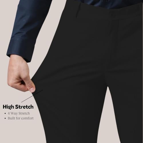 Image of SUBTRACT Slim-Fit Stretchable Lycra Formal Pants for Men with Flexible Waistband | Stylish Men's Wear Trousers for Office or Party |Dress Trouser Pant