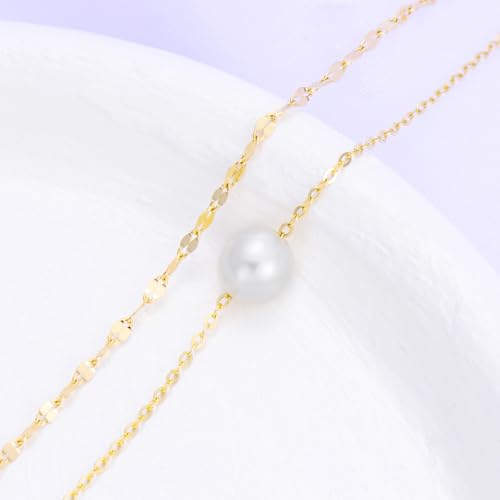 SISGEM 14k Gold Freshwater Cultured Pearl Layered Bracelet for Women, 6.2-7.8 inches2