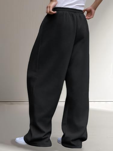 Image of Men's Baggy Sweatpants Fleece Wide Leg with Elastic Drawstring Waist, Casual Loose Lounge Joggers