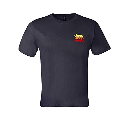Jeep Echo T-Shirt With Front And Back Logos, 100% Cotton - Navy Blue (M) #TOP1