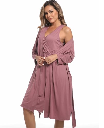 Image of Mommy Robe Set for Maternity with Matching Swaddle Blanket, Delivery Labor Gown Robe for Hospital Women Dress