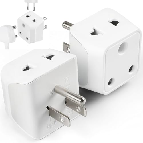 Image of Ceptics India to USA, Canada Travel Adapter Plug - 2 in 1 Adapter - Type B - CE Certified - RoHS Compliant - White - 2 Pack - Lifetime Limited Warranty