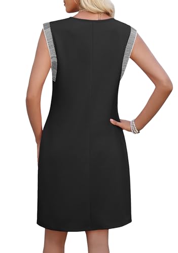 Image of WEACZZY Summer Dresses for Women 2026 Casual Crewneck Fit Beach Vacation Dress Sleeveless Loose Sundress with Pockets