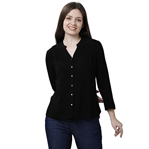 Image of Identiti Women Three Quarter Sleeves Solid Slim Fit 100% Viscose Casual Top for Women