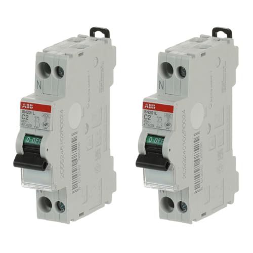 ABB Lot de 2 disjoncteurs Ph+N raccordement Vis 2A-4,5Ka - Courbe C