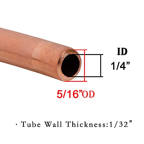 Quickun Copper Tube 1/4" Id × 5/16" Od (6-8Mm) Seamless Round Pipe Tubing (3.28Ft) #TOP1