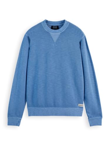 Scotch & Soda Men's Garment Dye Structured Sweatshirt, Lake-blue, M