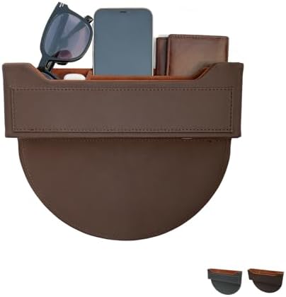 1 PCS Leather Car Organizer Front Seat,Car Seat Gap Filler Organizer,Multifunctional Car Seat Storage Box for Phones Glasses Keys Cards Pen Lipstick and Other Small Stuffs (Brown)