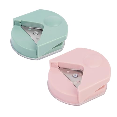 コーナーパンチ 丸角カッター コーナーラウンダー 紙の角を丸く切る 角取り器 カードストック 角丸カッター 名刺 写真 DIYプロジェクト コーナーラウンダーカッター コーナーパンチ 小型 軽量 持ち運びが 【2本セット ピンク グリーン】