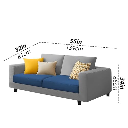 Image of Galib 3+2 Seater Sofa Set for Living Room (Blue Grey Fabric) Premium Fabric Sofa Set