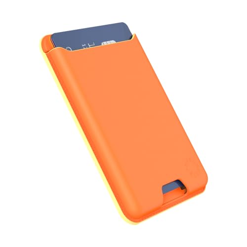 Image of PopSockets Phone Wallet Without Expanding Grip, Phone Card Holder, Wireless Charging Compatible, Wallet Compatible with MagSafe, Vegan Leather- Cateloupe