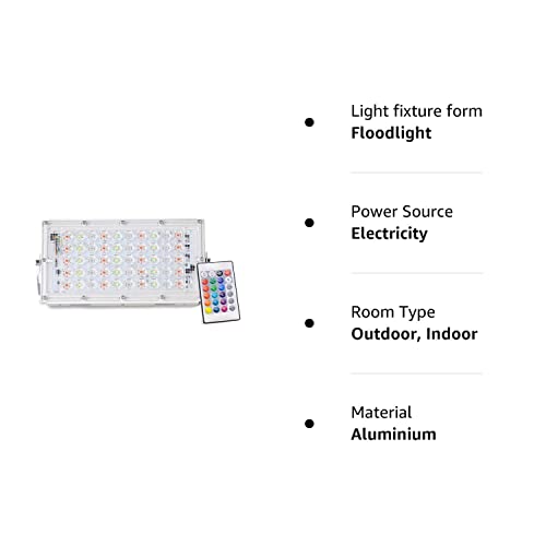 Image of AQUA KMI 50 Watt 220-240V Waterproof Landscape Ip65 Flood Light Rgb (Pack Of 2)(Aluminium)